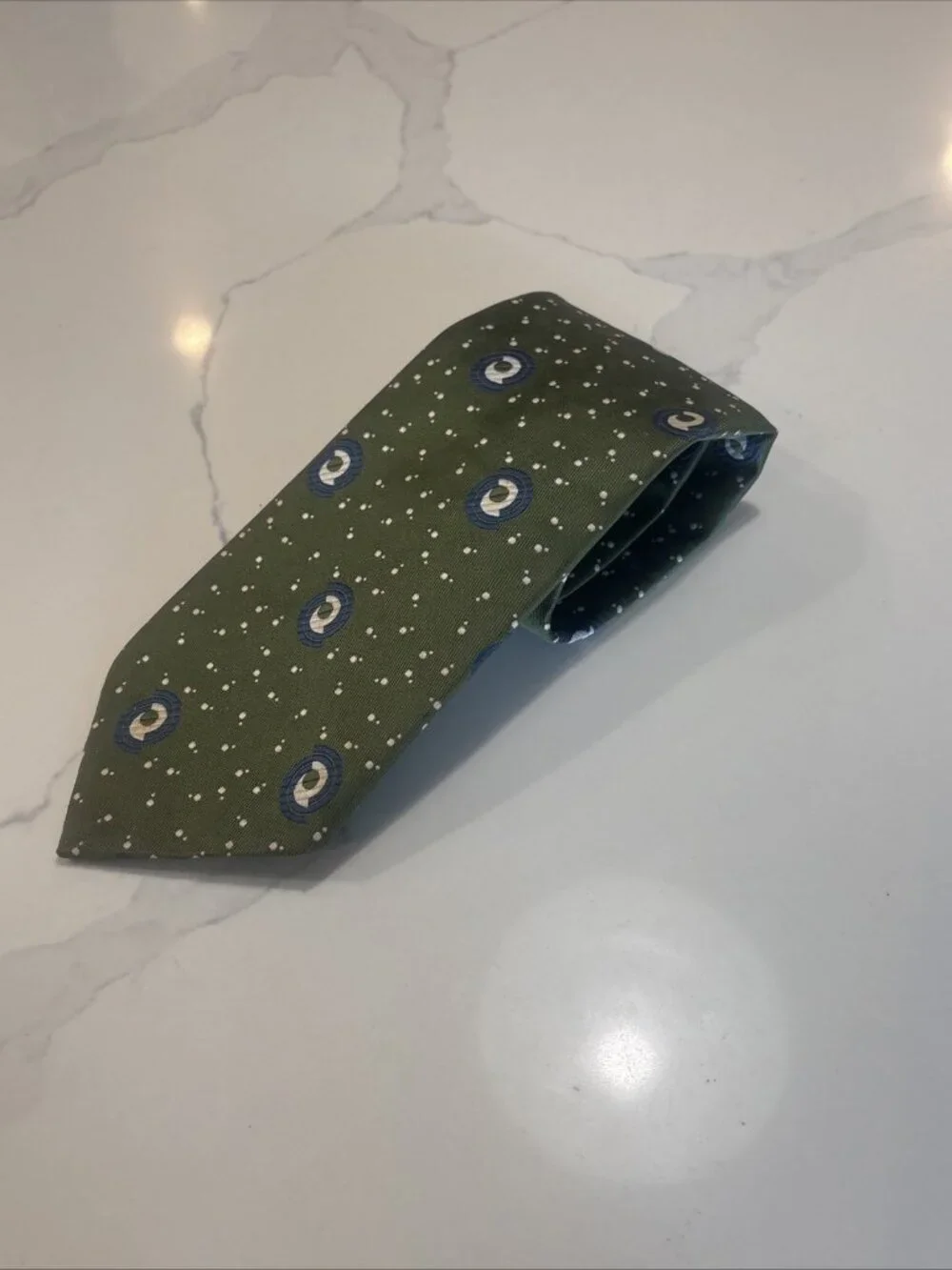 Vintage Liebert Polyester Necktie Tie Green Art Deco Retro Excellent Style